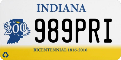IN license plate 989PRI
