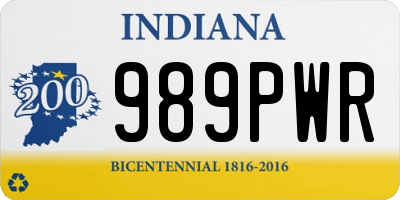 IN license plate 989PWR