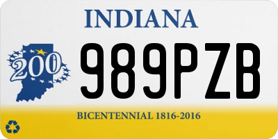 IN license plate 989PZB