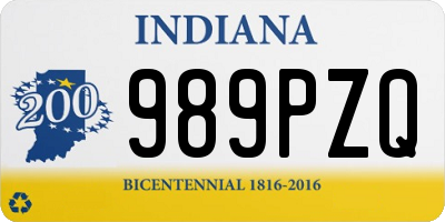 IN license plate 989PZQ