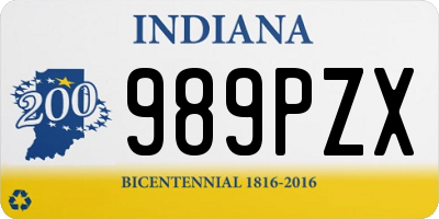 IN license plate 989PZX