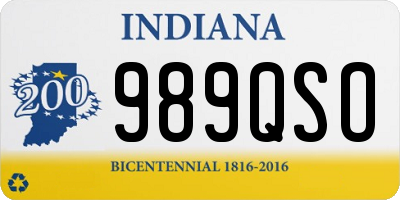 IN license plate 989QSO