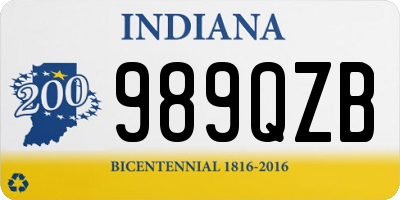 IN license plate 989QZB