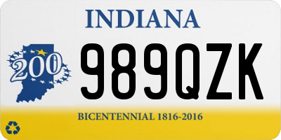 IN license plate 989QZK