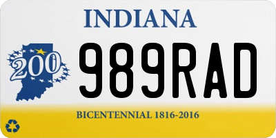 IN license plate 989RAD