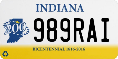 IN license plate 989RAI