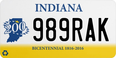 IN license plate 989RAK