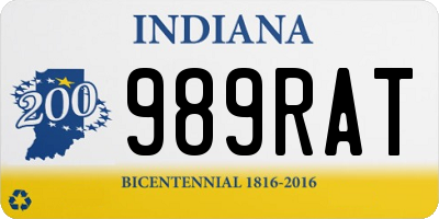 IN license plate 989RAT