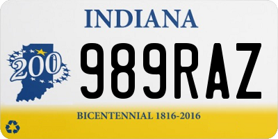 IN license plate 989RAZ