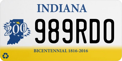 IN license plate 989RDO
