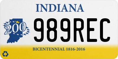 IN license plate 989REC