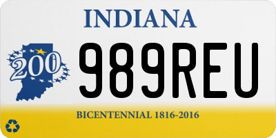 IN license plate 989REU