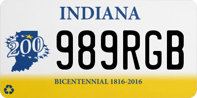 IN license plate 989RGB