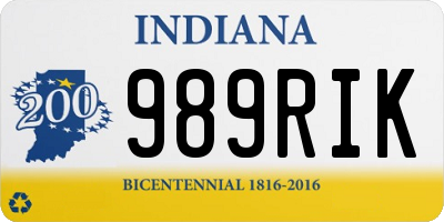 IN license plate 989RIK