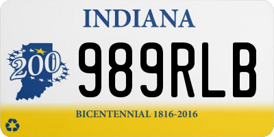 IN license plate 989RLB