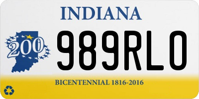 IN license plate 989RLO