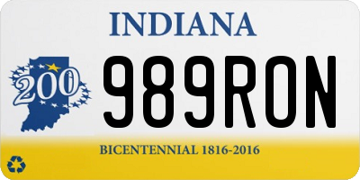 IN license plate 989RON