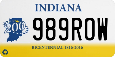 IN license plate 989ROW