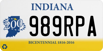 IN license plate 989RPA