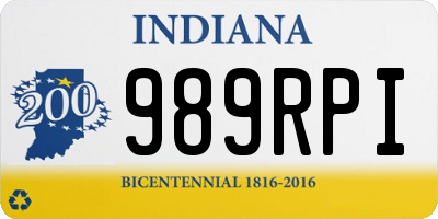 IN license plate 989RPI