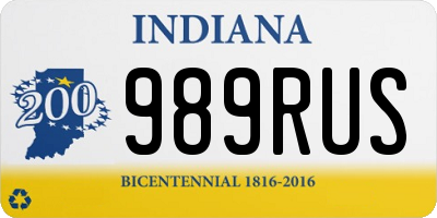 IN license plate 989RUS