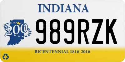 IN license plate 989RZK