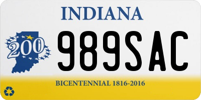 IN license plate 989SAC