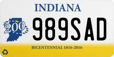 IN license plate 989SAD