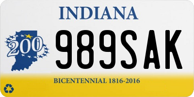 IN license plate 989SAK