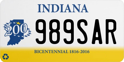 IN license plate 989SAR