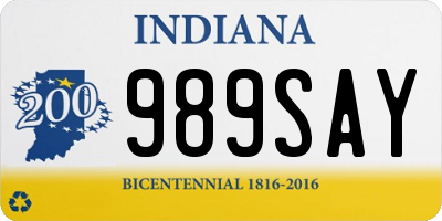 IN license plate 989SAY