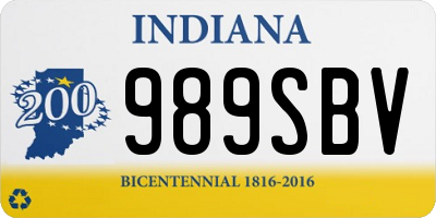 IN license plate 989SBV