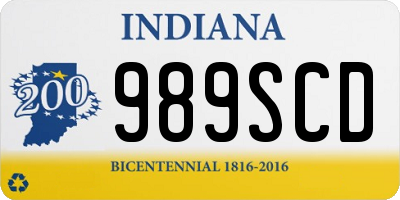 IN license plate 989SCD