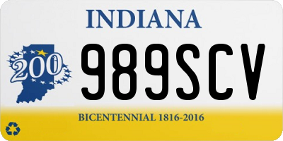 IN license plate 989SCV