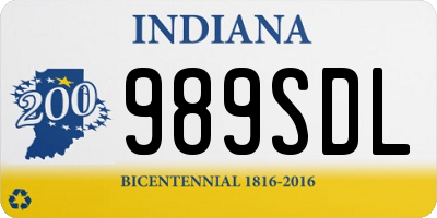 IN license plate 989SDL