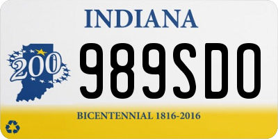 IN license plate 989SDO
