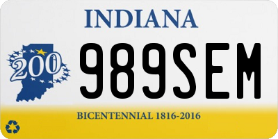 IN license plate 989SEM