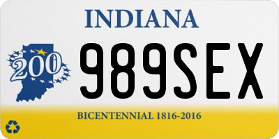 IN license plate 989SEX