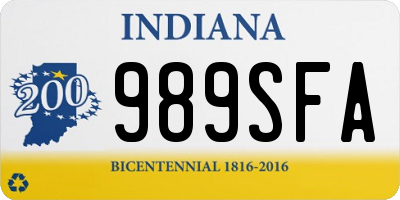 IN license plate 989SFA