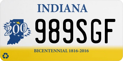 IN license plate 989SGF