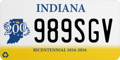 IN license plate 989SGV