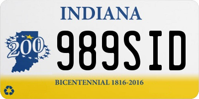 IN license plate 989SID