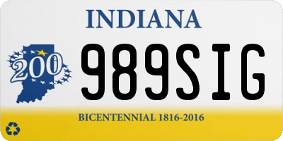 IN license plate 989SIG