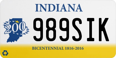 IN license plate 989SIK