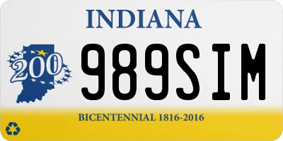 IN license plate 989SIM