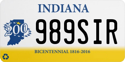 IN license plate 989SIR