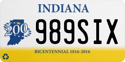 IN license plate 989SIX