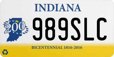 IN license plate 989SLC