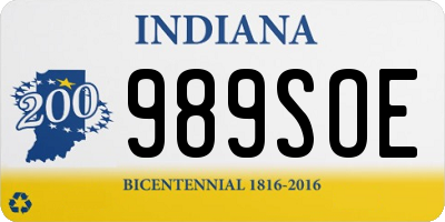 IN license plate 989SOE