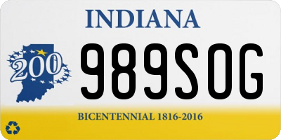 IN license plate 989SOG